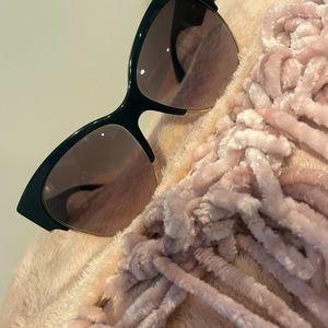 Authentic Prada Black and Gold Cat Eye Sunglasses